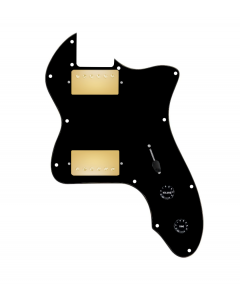 920D Custom 72 Thinline Tele Loaded Pickguard With Gold Roughneck Humbuckers, Black Knobs, and Black Pickguard
