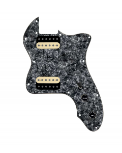 920D Custom 72 Thinline Tele Loaded Pickguard With Uncovered Roughneck Humbuckers, Black Knobs, and Black Pearl Pickguard