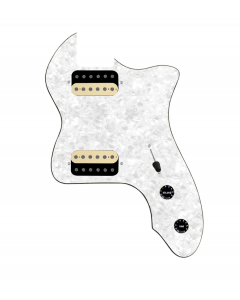 920D Custom 72 Thinline Tele Loaded Pickguard With Uncovered Roughneck Humbuckers, Black Knobs, and White Pearl Pickguard