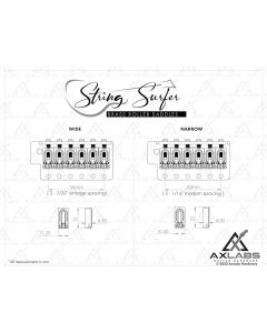 AxLabs String Surfer Brass Roller Bridge Saddles, Wide, Chrome