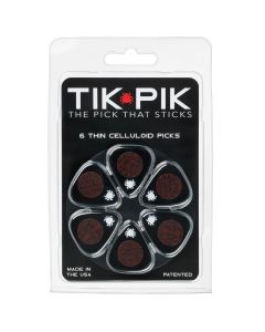 TIK PIK USA Stick-On Celluloid Guitar Picks, Black, 6-Pack, THIN
