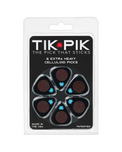 TIK PIK USA Stick-On Celluloid Guitar Picks, Black, 6-Pack, EXTRA HEAVY