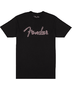 Fender Guitars Spaghetti Logo Wavy Checker Tee, Pink Checker, S, Small