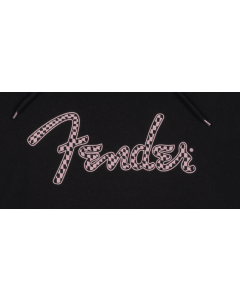 Fender Spaghetti Logo Checker Hoodie, Black/Wavy Pink Checker, M, Medium