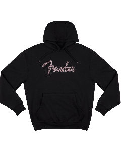 Fender Spaghetti Logo Checker Hoodie, Black/Wavy Pink Checker, XL, X-Large