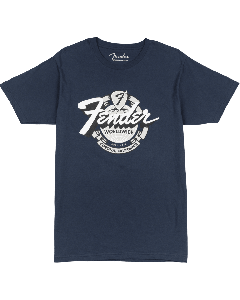 Genuine Fender Guitars World Wide T-Shirt/Tee, Vintage Navy, S, Small
