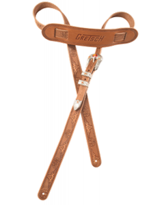 Genuine Gretsch Vintage Tooled Leather Adjustable Guitar Strap, (Russet)