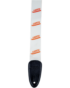 Genuine Gretsch Logo Vibrato Arm Pattern Guitar Strap, White/Orange