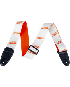Genuine Gretsch Logo Vibrato Arm Pattern Guitar Strap, White/Orange