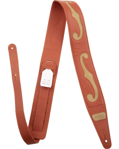 Gretsch F-Holes Leather Guitar Strap, Orange and Tan, 3" Wide