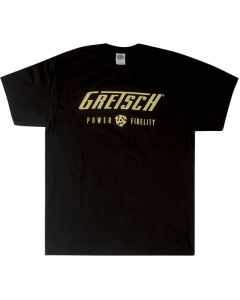 Gretsch Guitars Power & Fidelity Men's Tee Logo T-Shirt, Black, XXL (2XL)