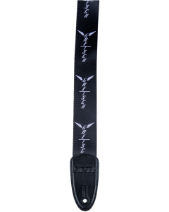 Genuine Gretsch Wing Logo Pattern Guitar Strap, Black with Gray Logos
