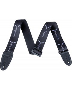 Genuine Gretsch Wing Logo Pattern Guitar Strap, Black with Gray Logos