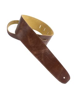 Henry Heller Capri Leather Series, 3.5" Wide Guitar Strap, Buckaroo Brown