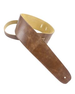 Henry Heller Capri Leather Series, 3.5" Wide Guitar Strap, Vintage Brown