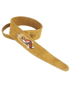 Henry Heller Leather Series, 2.5" Wide Guitar Strap, Embroidered Suede Fox