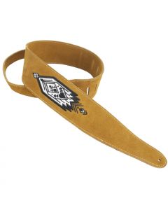 Henry Heller Leather Series, 2.5" Wide Guitar Strap, Embroidered Suede Aztec Tribal
