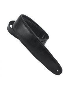 Henry Heller Luxe Padded Leather, 3.5" Wide Guitar Strap, Black