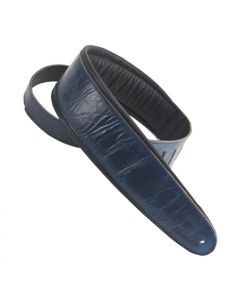Henry Heller Luxe Padded Leather, 3.5" Wide Guitar Strap, Blue/Black