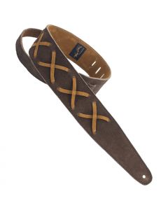 Henry Heller Leather X's, 2.5" Wide Guitar Strap, Chocolate/Brown
