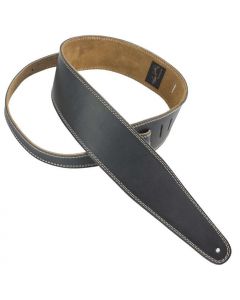 Henry Heller Double-Stitched Leather, 2.5" Wide Guitar Strap, Peruvian Black