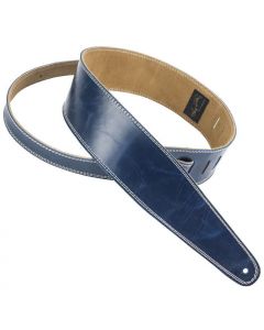 Henry Heller Double-Stitched Leather, 2.5" Wide Guitar Strap, Peruvian Blue