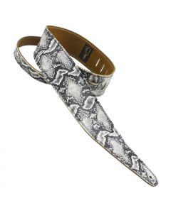 Henry Heller Double-Stitched Leather, 2.5" Wide Guitar Strap, Peruvian Boa