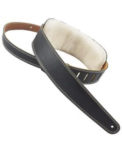 Henry Heller Wool-Lined Padded Leather Series Guitar Strap, Black