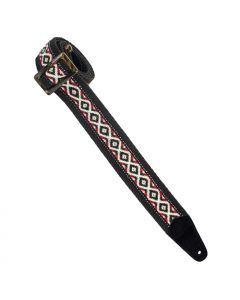 Henry Heller Herringbone Woven, 2" Wide Guitar Strap, Black/White/Red