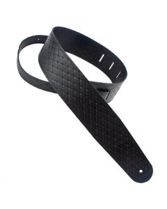Henry Heller Deluxe Leather Guitar Strap, 2.5" Wide, Quilted Black