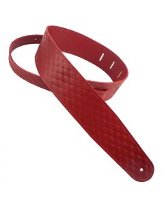 Henry Heller Deluxe Leather Guitar Strap, 2.5" Wide, Quilted Red