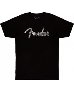 Fender Guitars Spaghetti Wavy Checker Logo Tee, Black, XL, X-Large