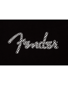 Fender Guitars Spaghetti Wavy Checker Logo Tee, Black, 2XL, XX-Large