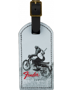 Genuine Fender Guitars Vintage Ad Luggage/Suitcase Tag, Motorcycle Rider