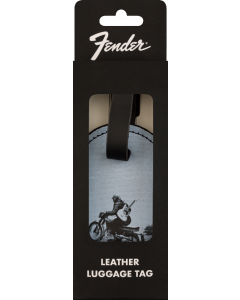 Genuine Fender Guitars Vintage Ad Luggage/Suitcase Tag, Motorcycle Rider