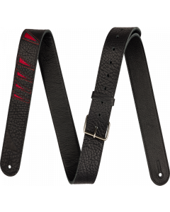 Jackson LEATHER Shark Fin Pattern Guitar Strap, Red and Black, 2" Wide