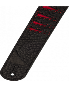 Jackson LEATHER Shark Fin Pattern Guitar Strap, Red and Black, 2" Wide