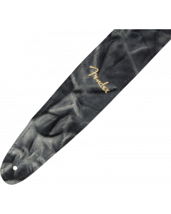 Genuine Fender Tie Dye Leather Guitar Strap, Black, 2" Wide