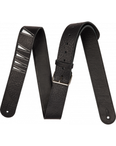 Jackson LEATHER Shark Fin Pattern Guitar Strap, Black and White, 2" Wide