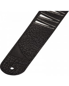 Jackson LEATHER Shark Fin Pattern Guitar Strap, Black and White, 2" Wide