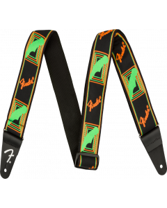 Genuine Fender Neon Monogrammed Guitar Strap, Green and Orange, 2" Wide