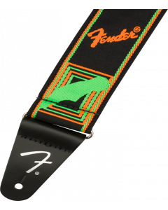 Genuine Fender Neon Monogrammed Guitar Strap, Green and Orange, 2" Wide