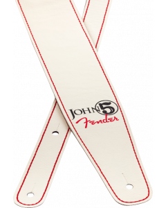 Genuine Fender John 5 Leather Guitar Strap, White and Red