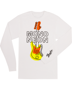 Fender Guitars Mono Neon Geo Bass Long/Sleeve T-Shirt, White, M, Medium