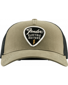 Genuine Fender Guitars Snap Back Logo Pick Patch Hat, Olive