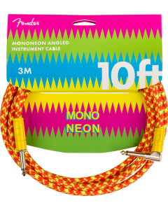 Fender MonoNeon Instrument/Guitar Cable, 10' ft, Straight to Angled, Orange