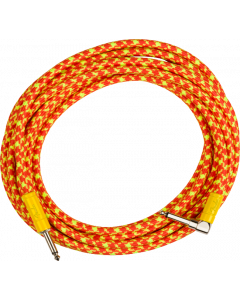 Fender MonoNeon Instrument/Guitar Cable, 18.6' ft, Straight to Angled, Orange