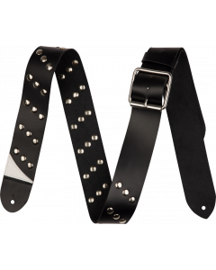 Jackson Studded Leather Guitar Strap, Adjustable, Black, 2.5" Wide