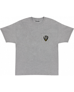 Genuine Fender Guitar Pick Patch Pocket Tee Shirt, Athletic Gray, Medium (M)