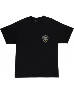 Genuine Fender Guitar Pick Patch Pocket Tee Shirt, Black, XX-Large (2XL)